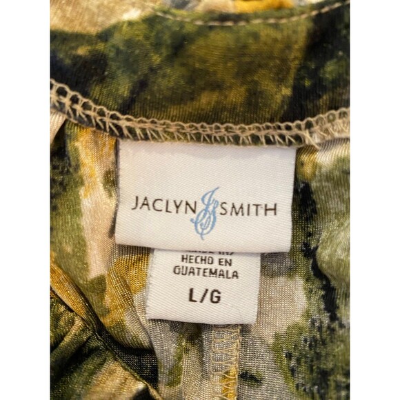 Jaclyn Smith Blouse Sz Large Top Sleeveless Ruffle Front Green Rounded Neckline - Picture 6 of 8